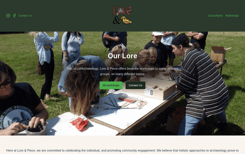 Screenshot of the Lore & Piece website homepage